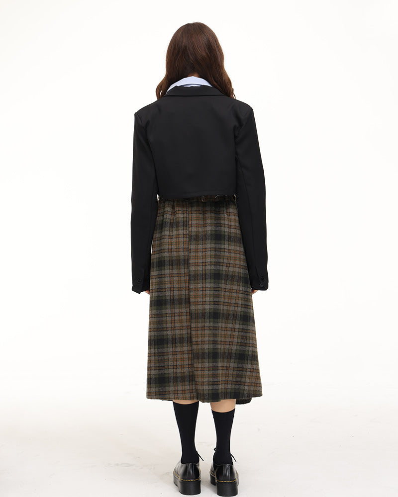 Lushingfell High Waist Plaid Skirt