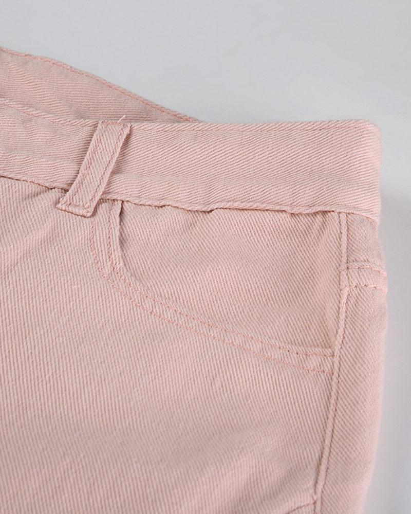 Raw Edge Pleat High Waist Pants