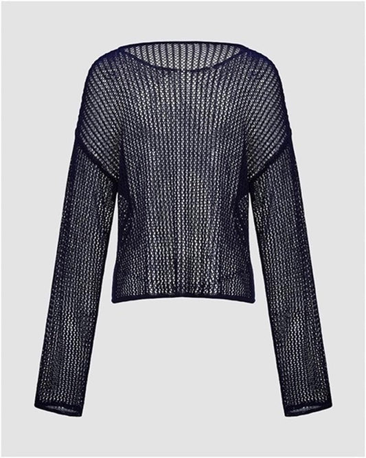 Star Jacquard Long Sleeve Knit Top