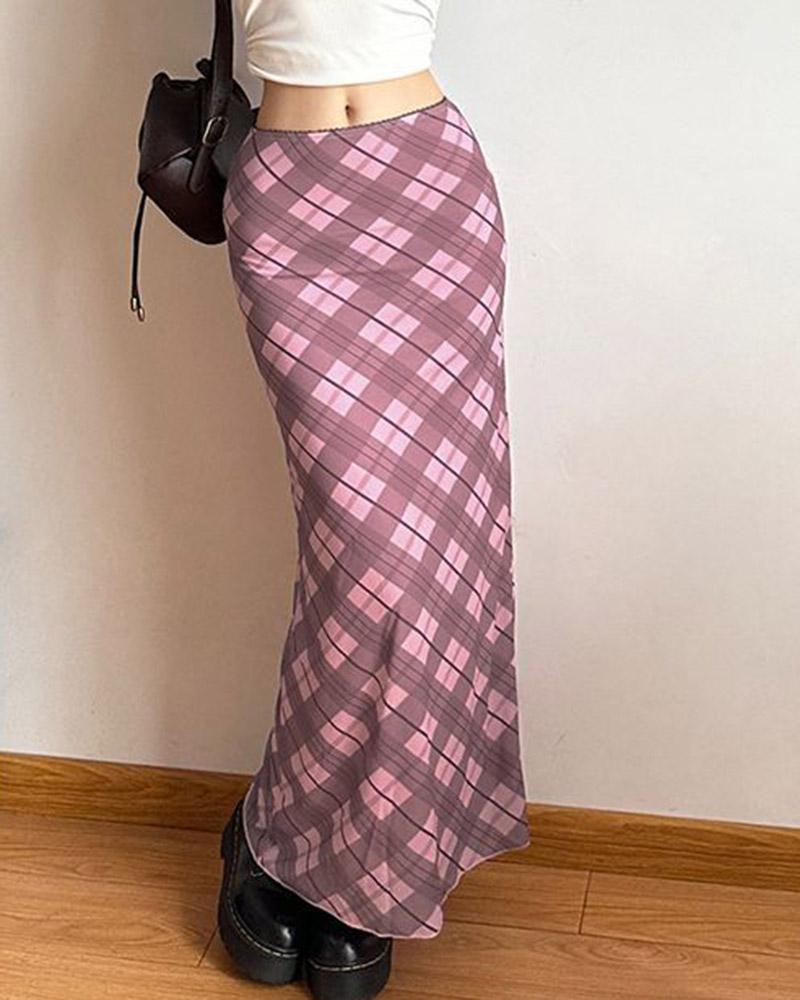 Bascord Maxi Plaid Skirt