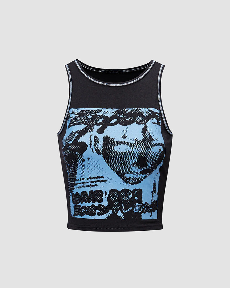 Negative Blues Graphic Tank Top