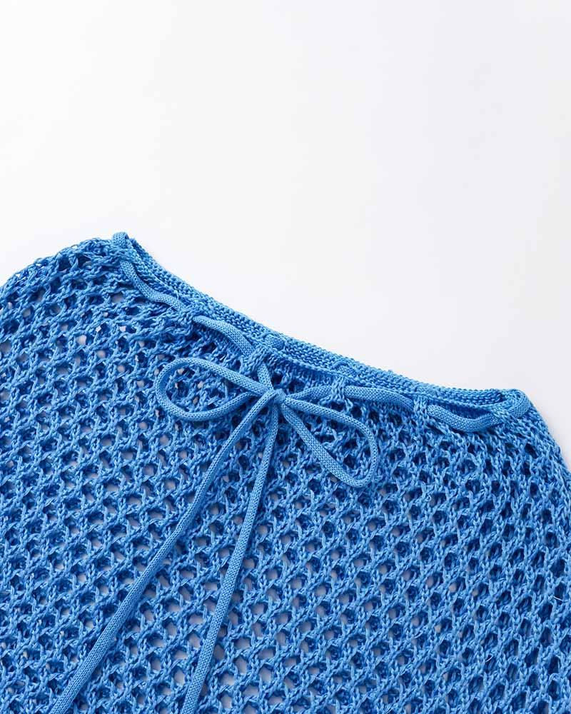 Ocean Blue Crochet Skirt Coord Set