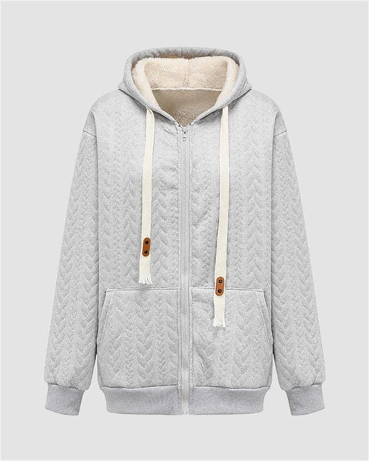 Hemp Rope Textured Zip Hoodie