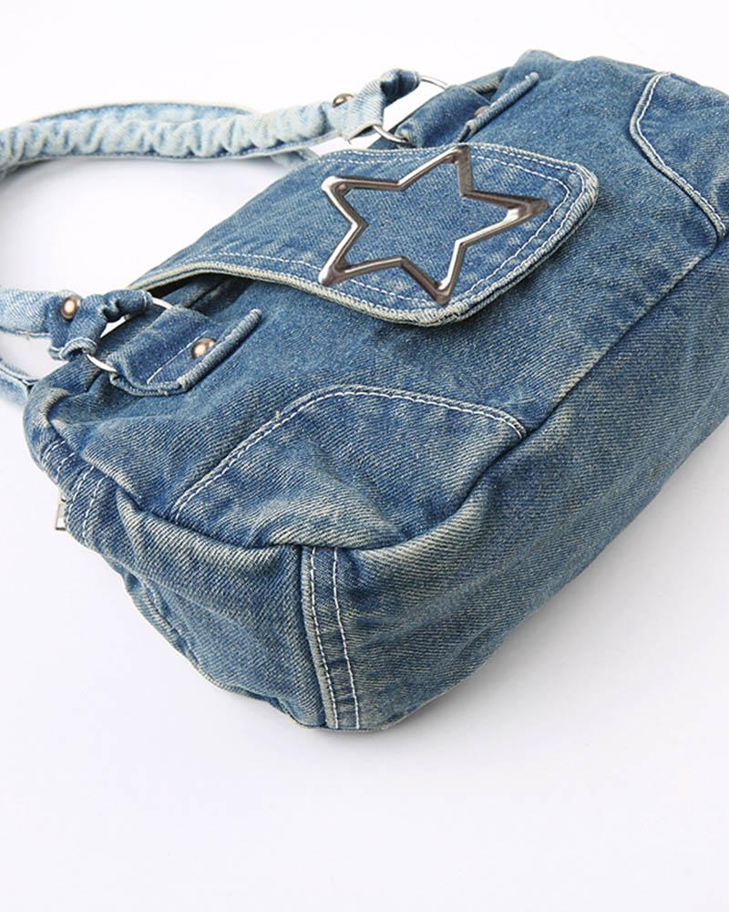 Denim Patch Star Accent Bag