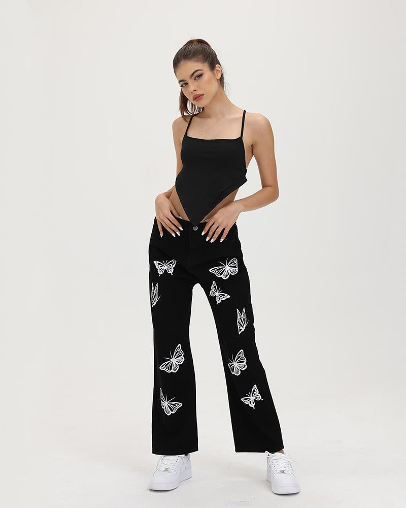 Butterfly Glisten Rhinestone Tracksuit Pants