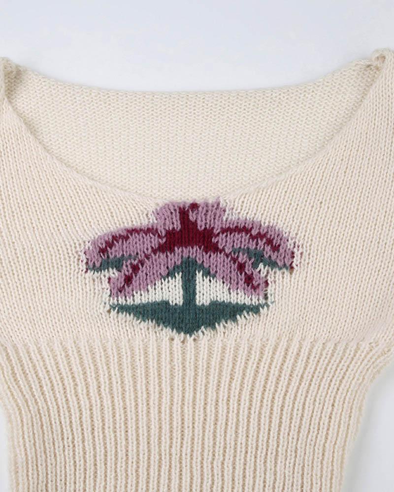 Coconut Jacquard Pullover Sweater