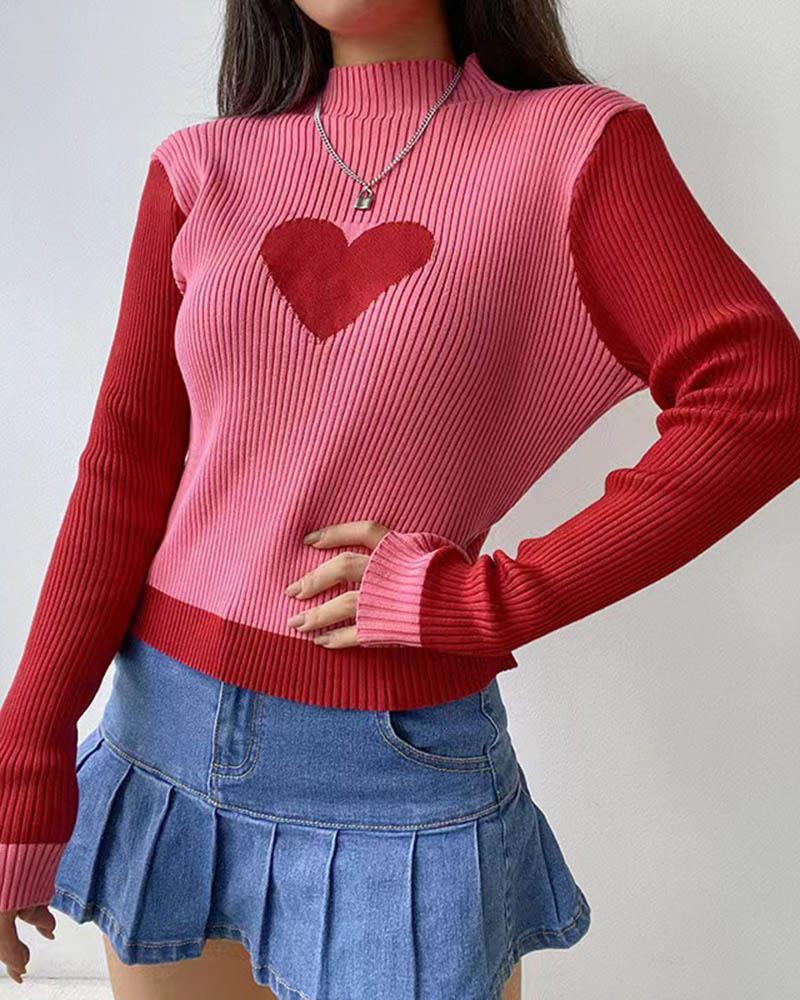 Heart Icon Contrasting Sweater