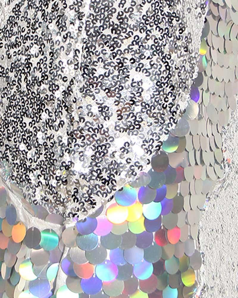 Sequin Silver Mini Skirt