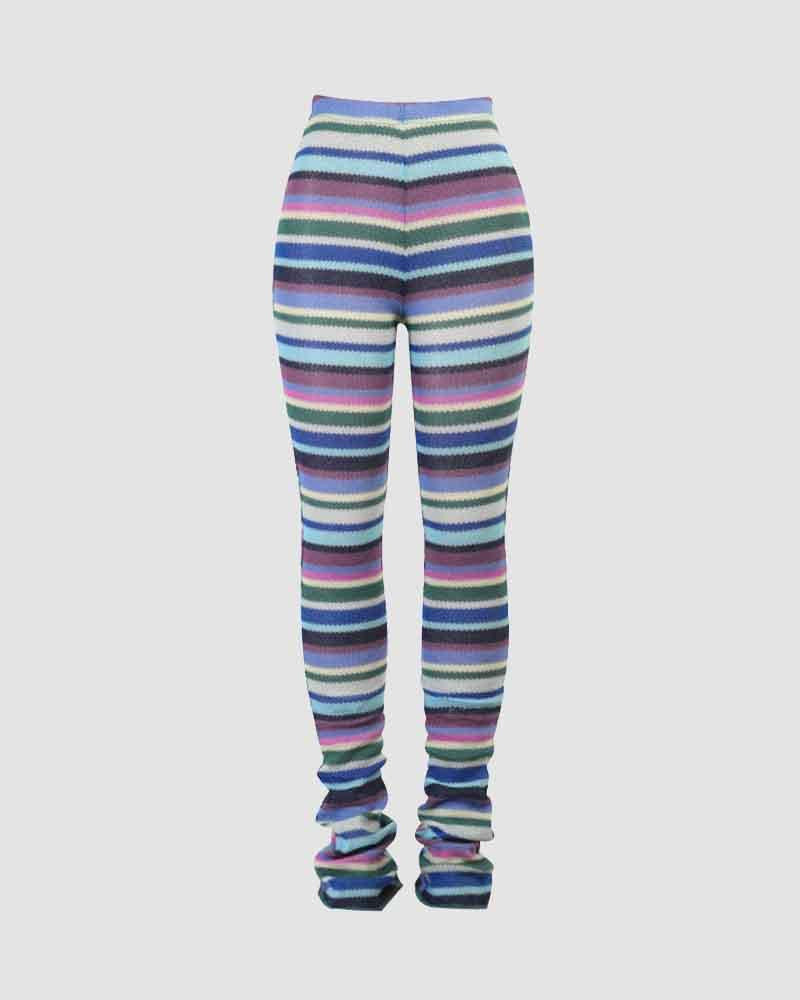 Teleport Ribbed Stripes Long Pants