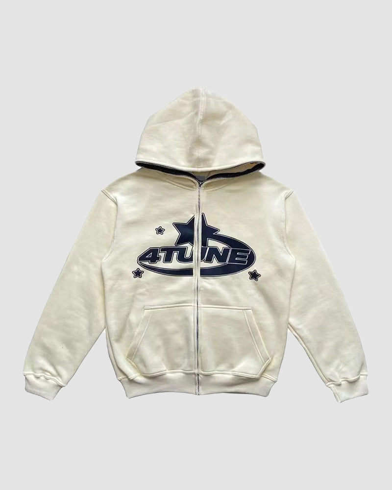 ATUNE Print Zip Up Hoodie