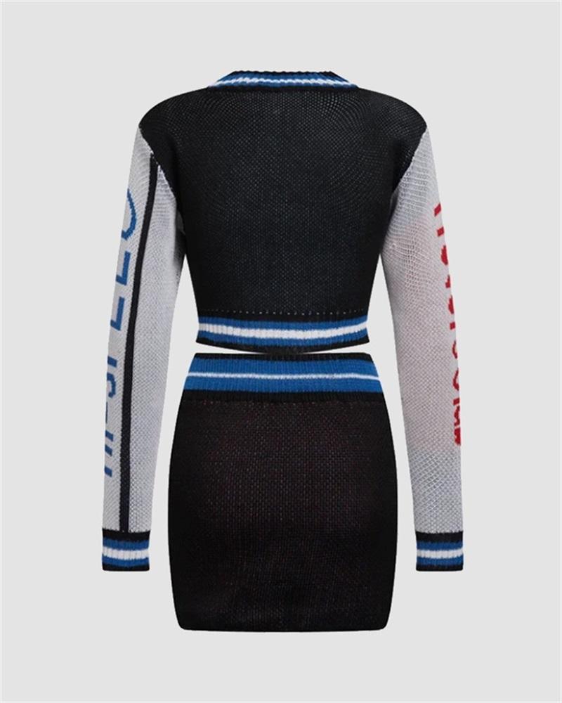 Racing Club Cardigan & High-Waist Skirt Coord Set