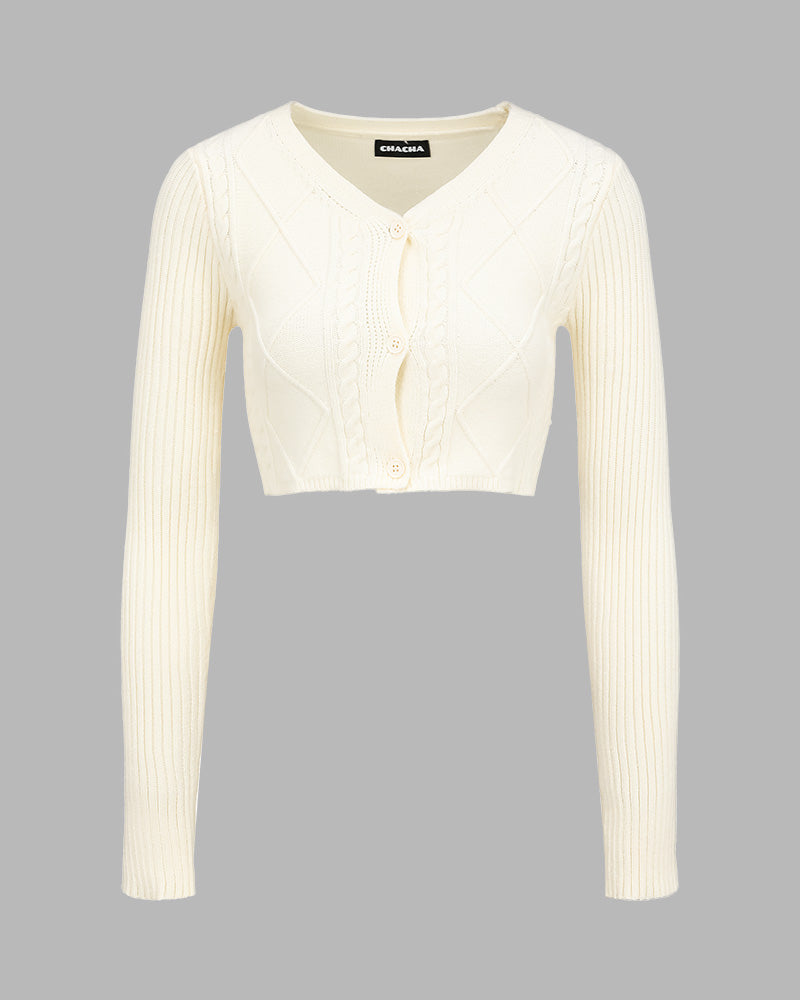 Stellar High Cable Knit Cropped Jumper