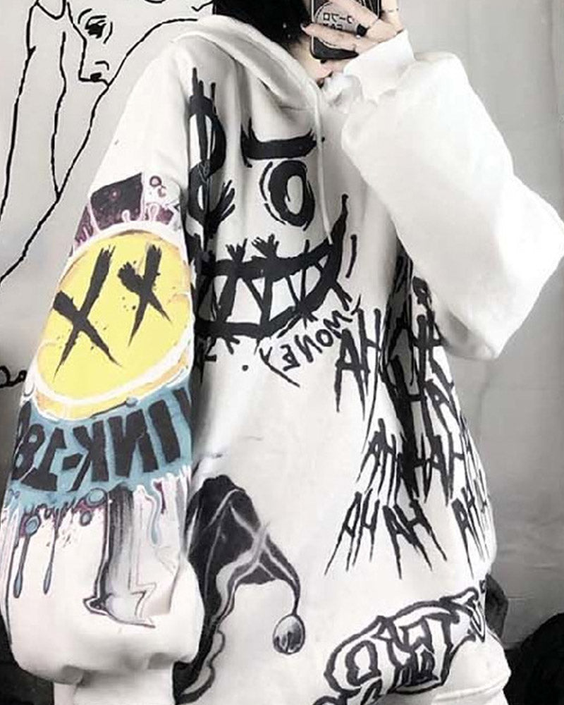 Graffiti Dark Punk Oversized Hoodie