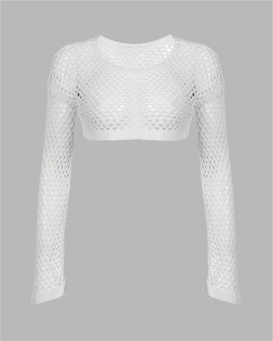 Hollow Out Crochet Crop Knit Top