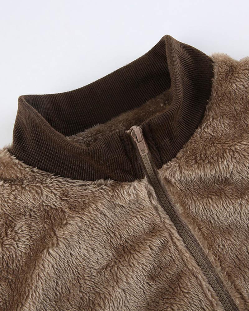 Winter Patchwork Fleece Jacket