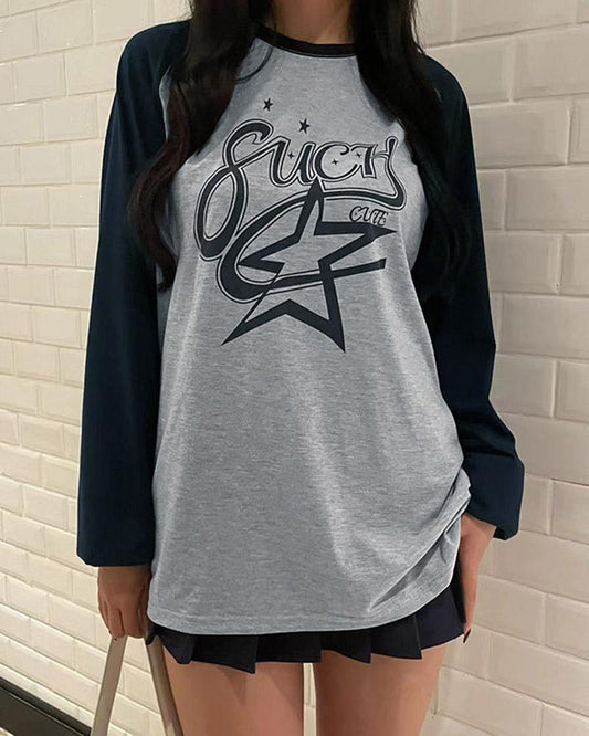 Such Cute Graphic Oversized Raglan T-Shirt