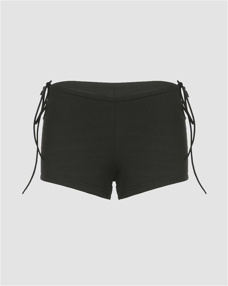 Plymer Tie Cut Out Mini Shorts