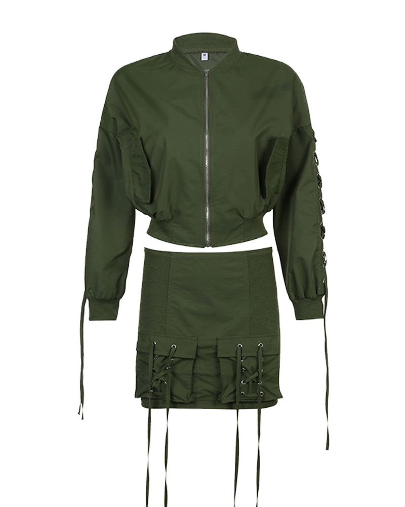 Shoelace Jacket With Skirt Coords