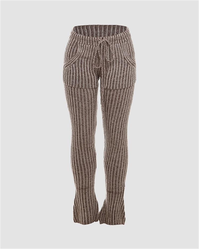 Ribbed Knitted Long Pants