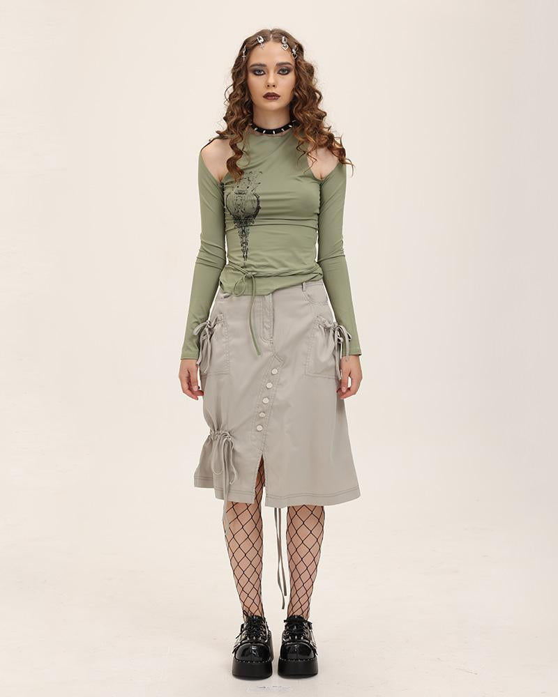 Inventress Cargo Asymmetric Button Skirt