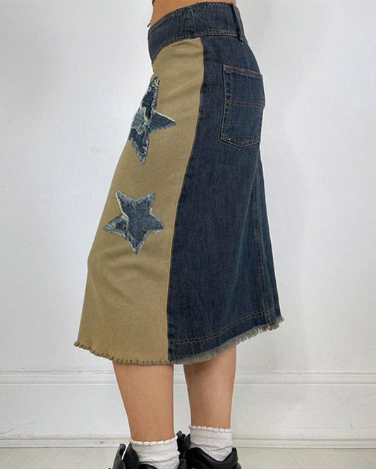 Spoils Maxi Denim Star Skirt