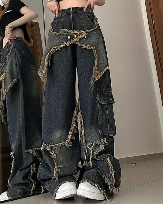 Star Patchwork Baggy Jeans