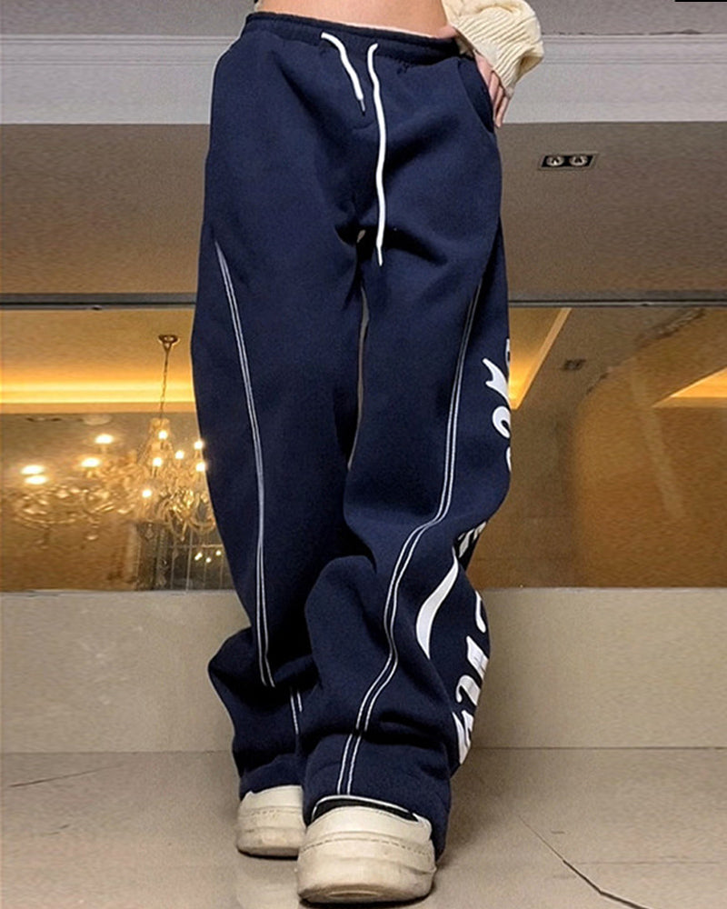 Street Letter Print Loose Sweatpants