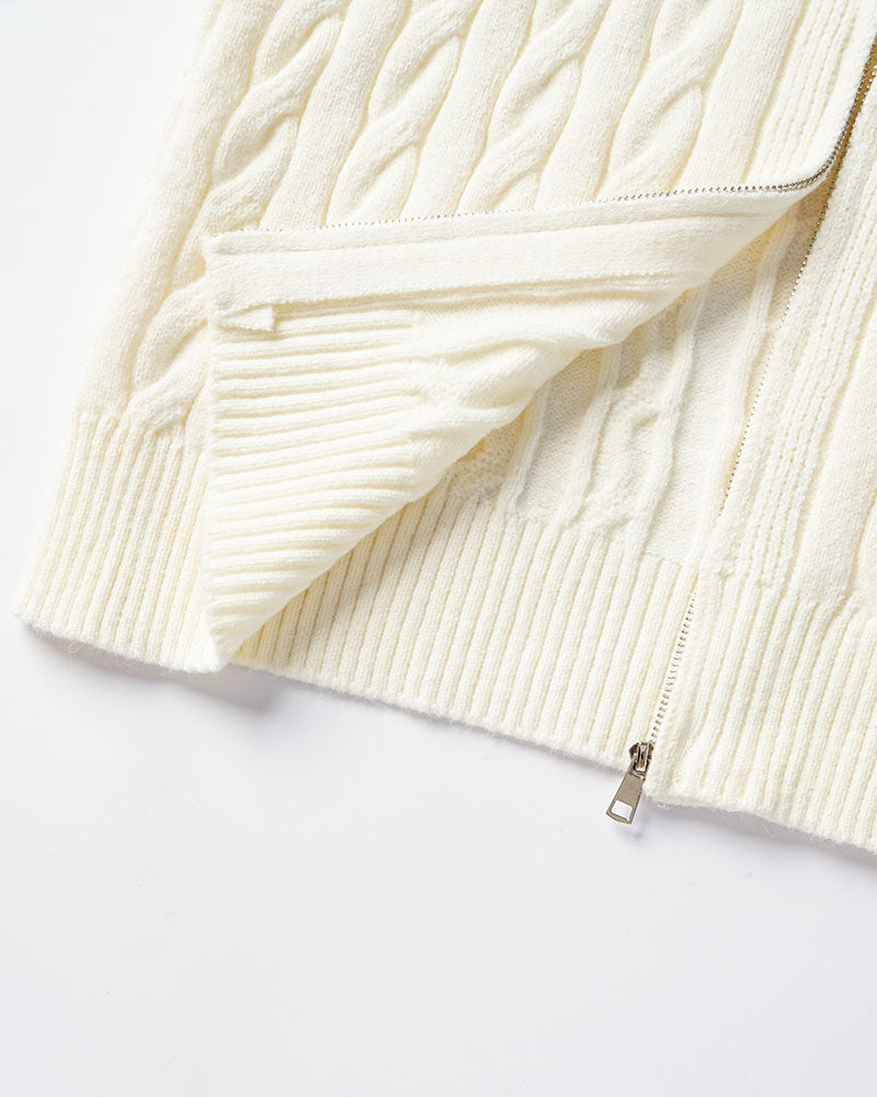 Deabora Contrasting Polo Cable Knit Jacket