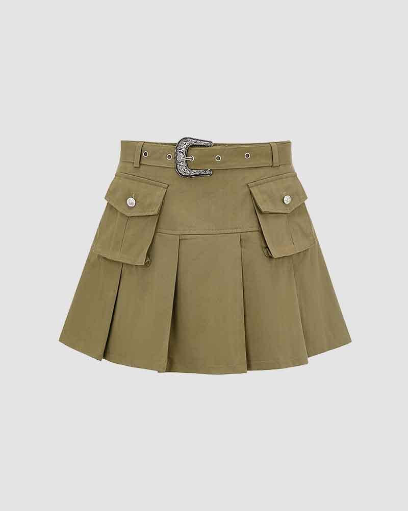 Blank Aspect Pleated Mini Skirt