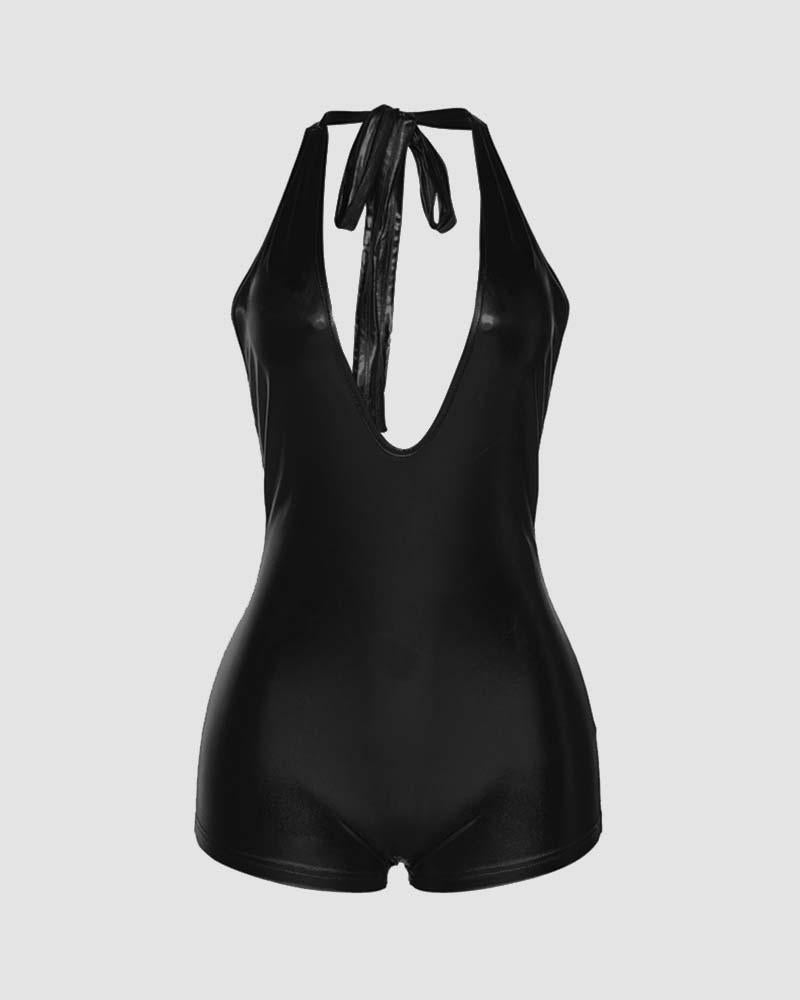 Artemise Plunging Shorts Bodysuit