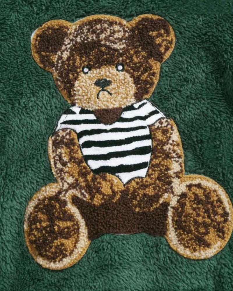 Teddy Bear Embroidered Fluffy Hoodie