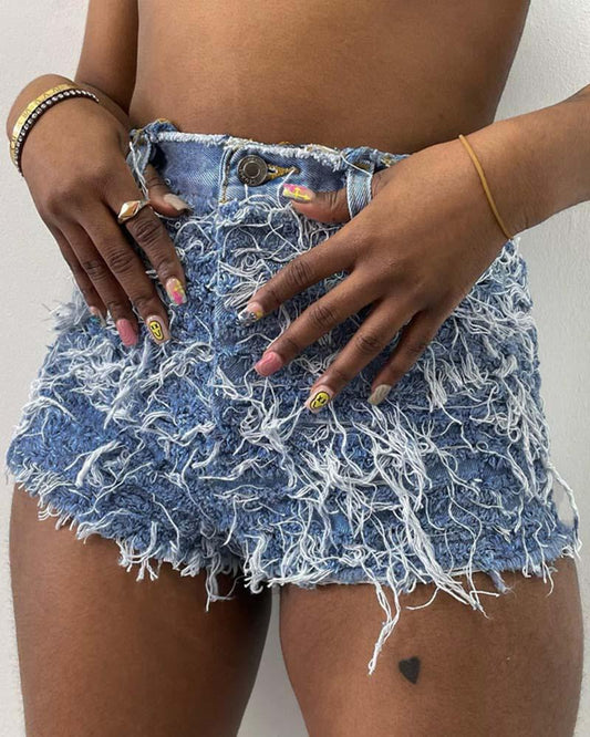 Fluffy Fashion Denim Shorts