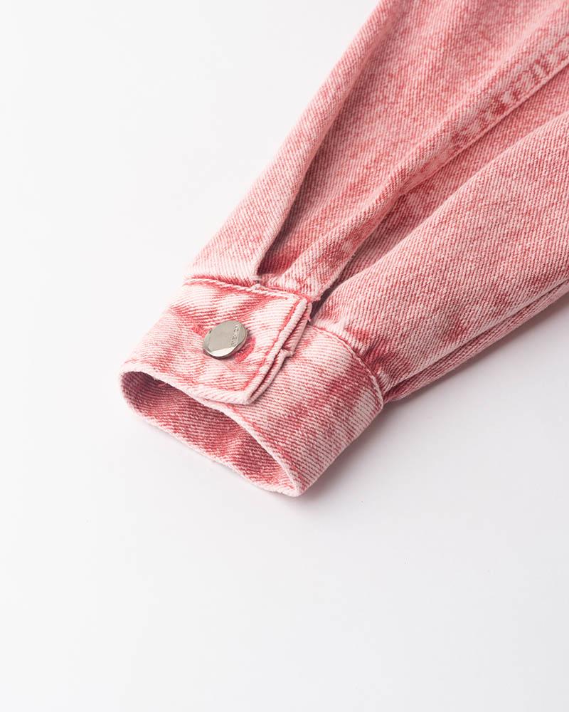 Pinky Retro Pattern Denim Jacket