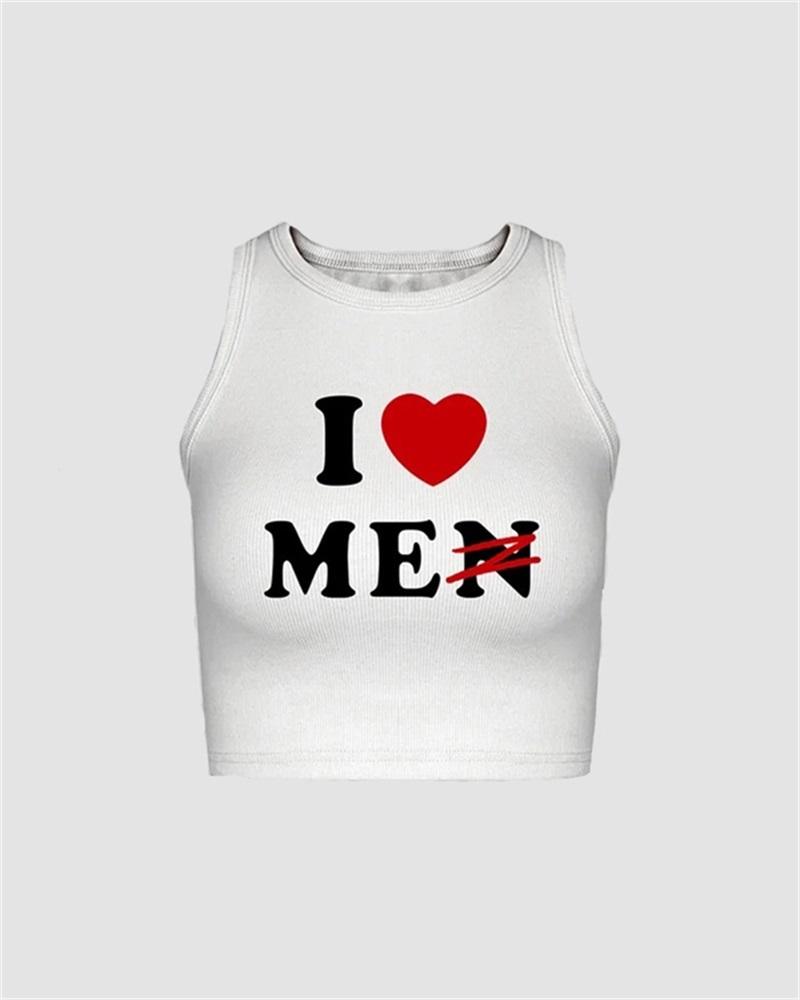 I Heart MEN Meme Print Tank Top