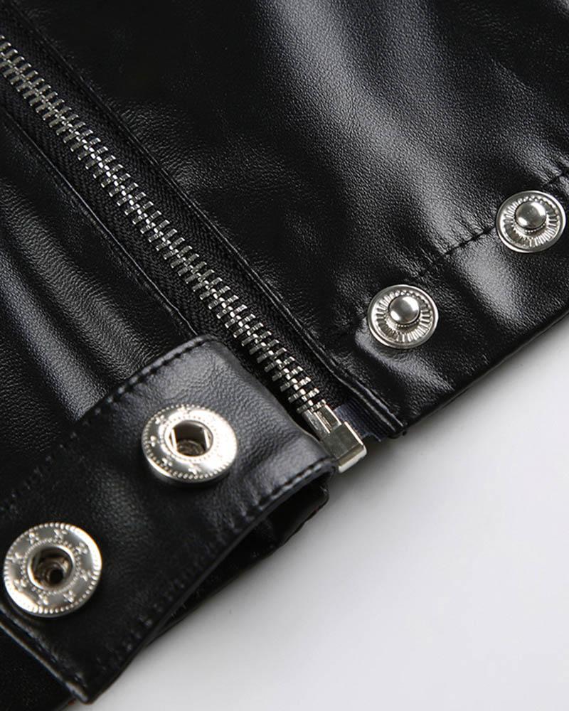 Street Style Motorcycle Style Rivet Zipper Jacket