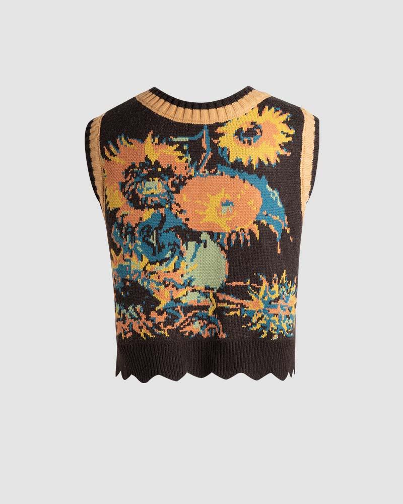 Loriya Abstract Fireworks Knit Vest