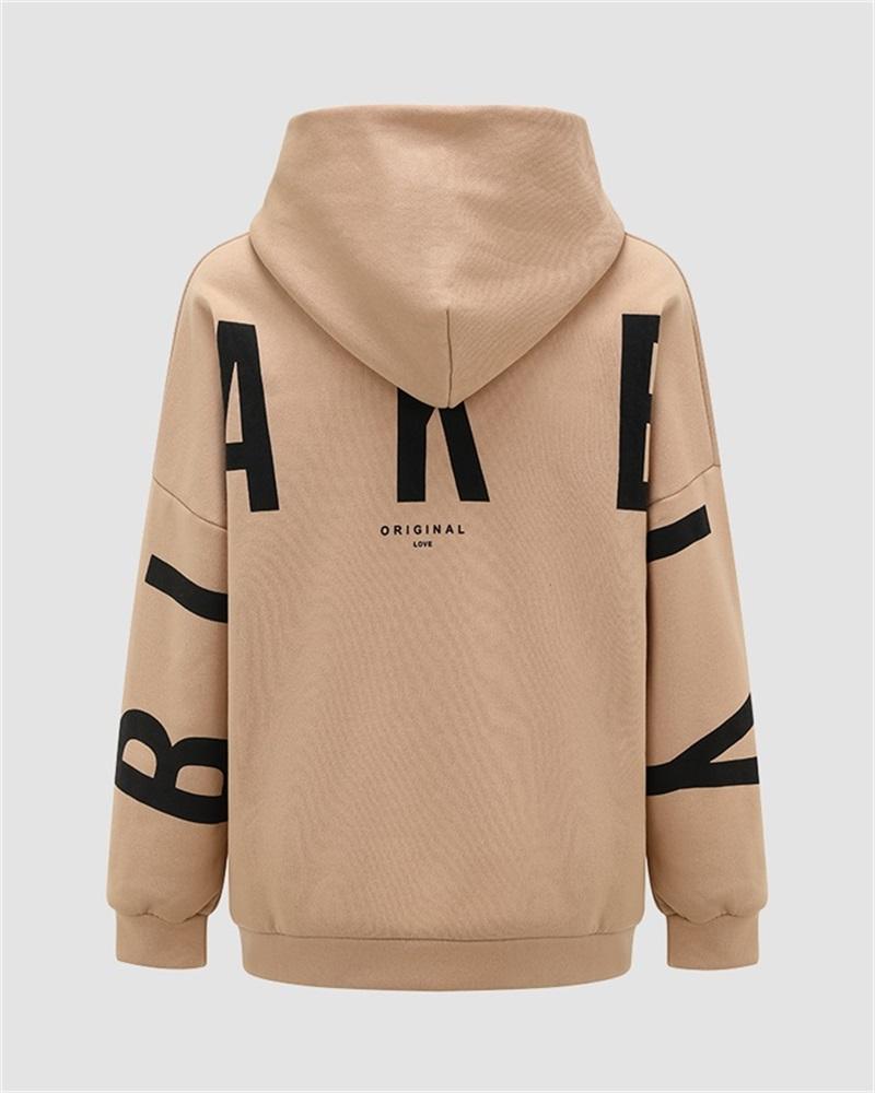 Letter Graffiti On Sleeves Back Hoodie