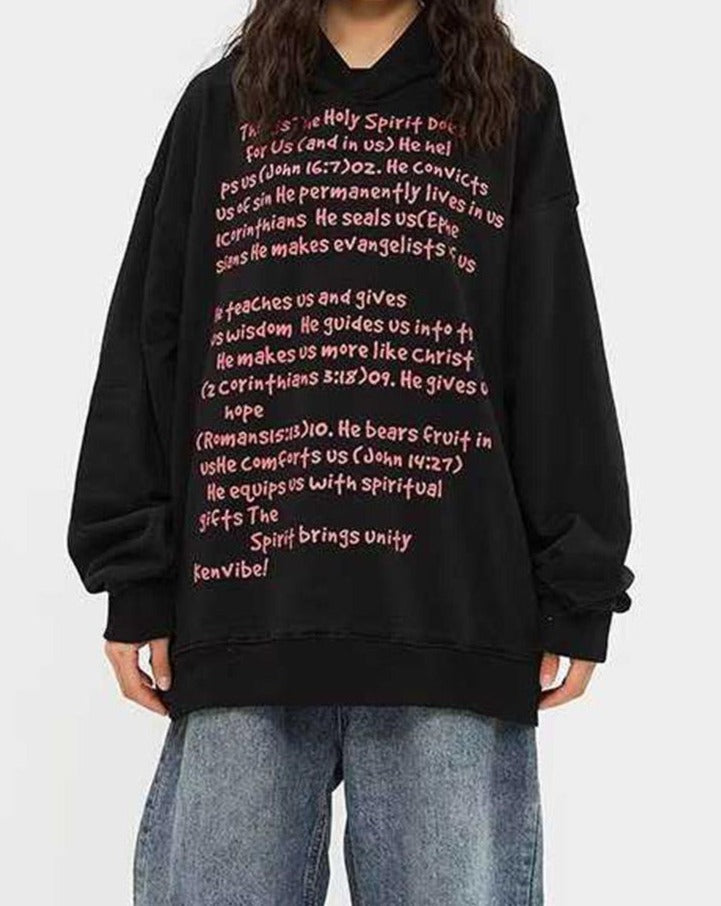 Retro Letter Print Hoodie