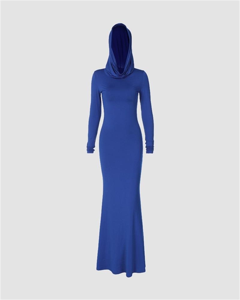 Pure Hooded Slim Maxi Dress