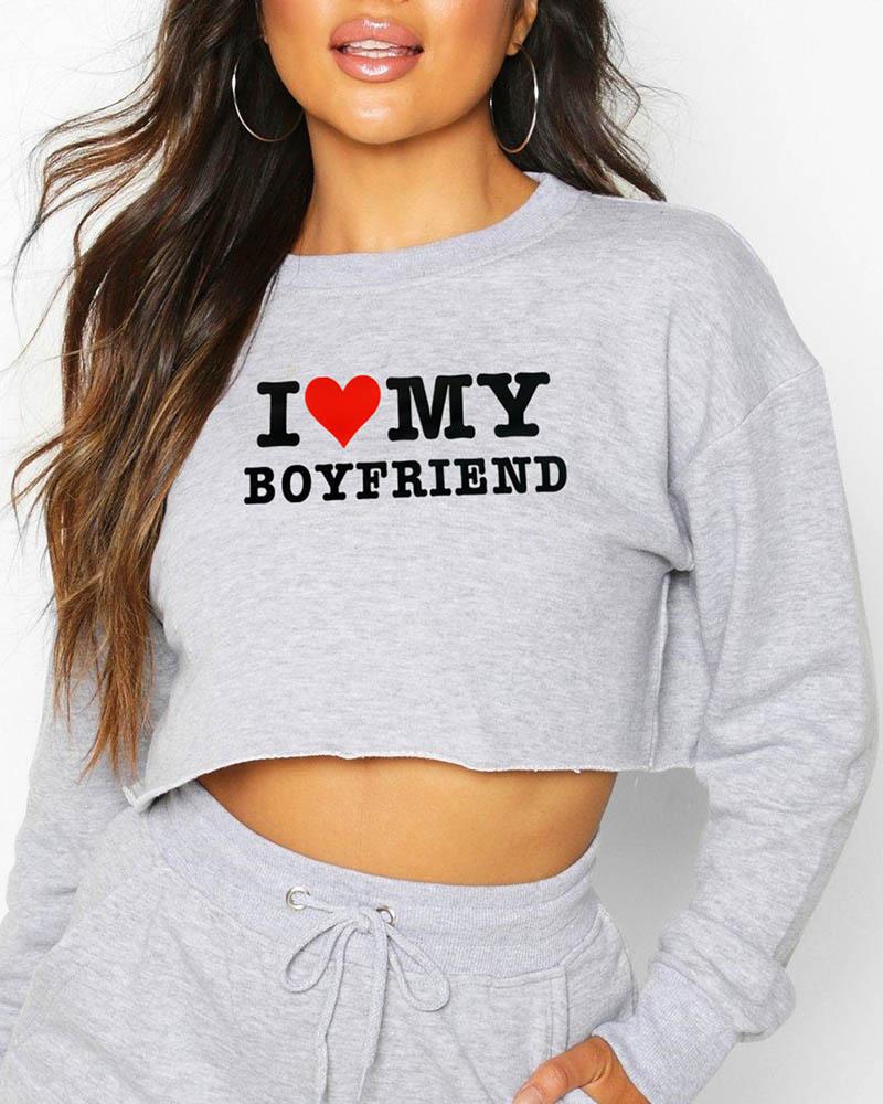 I Heart My Boyfriend Cropped Jumper