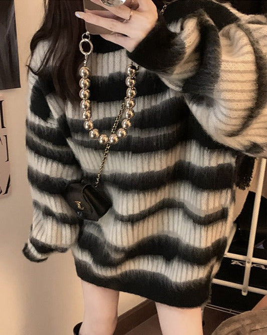 Oversized Stripe Pullover Sweater