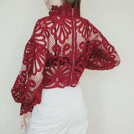 Maira Lace Lantern Sleeve Blouse