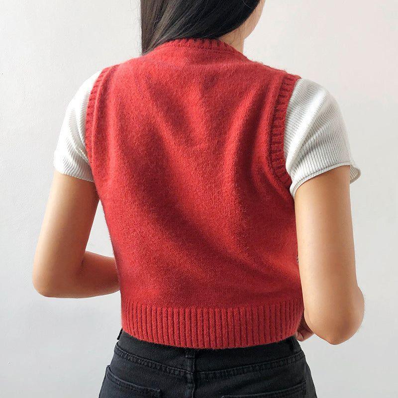 Silvia Knitted Plaid Crop Vest