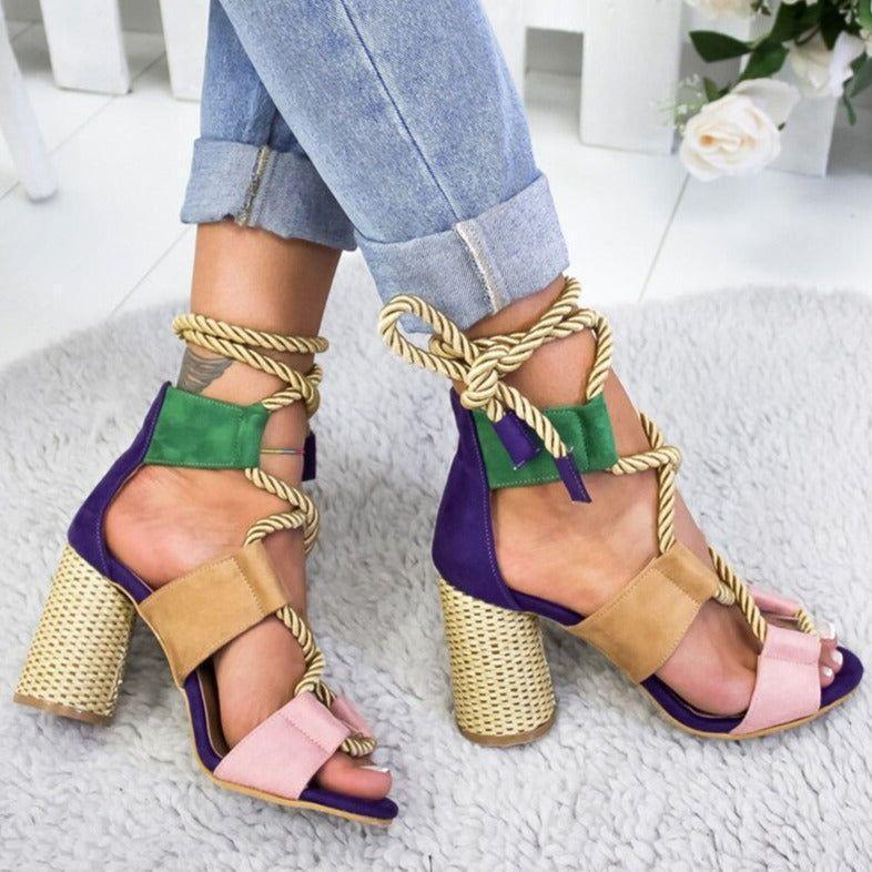 Sun Charming Lace Up Gladiator Sandals