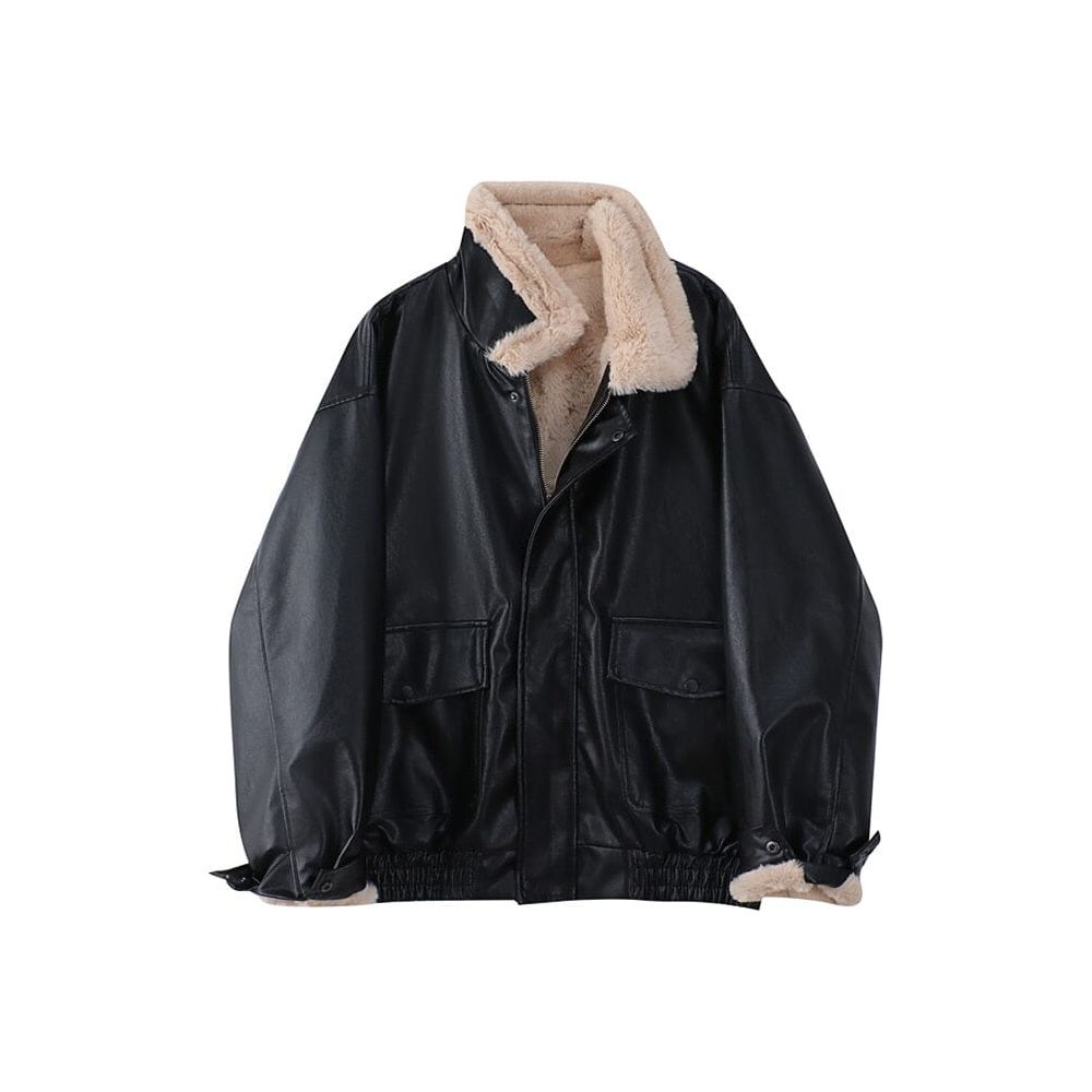 The Carla Faux Leather Oversized Winter Moto Jacket - Multiple Colors