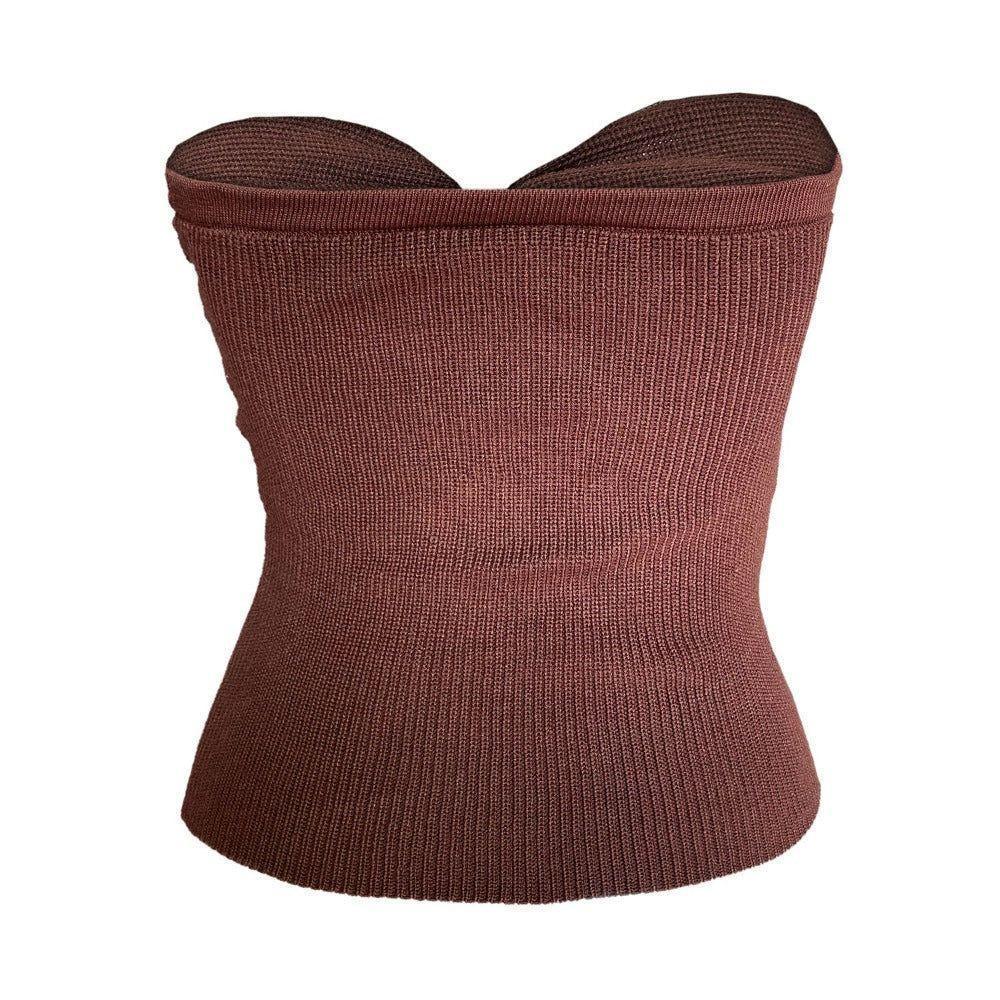 Small Treasure Ruched Twist Bandeau Knitted Top