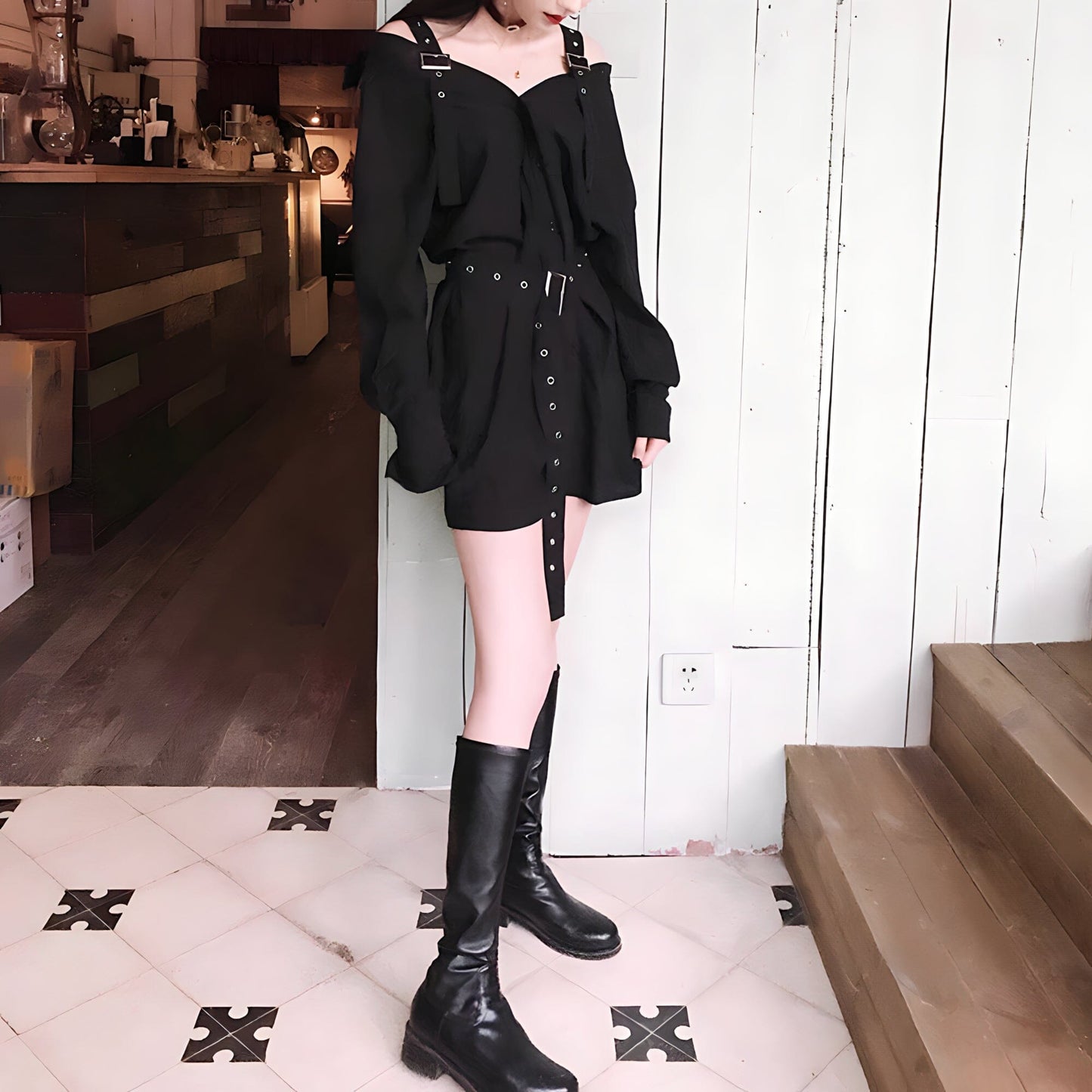 The Zelda Off-Shoulder Belted Shirt