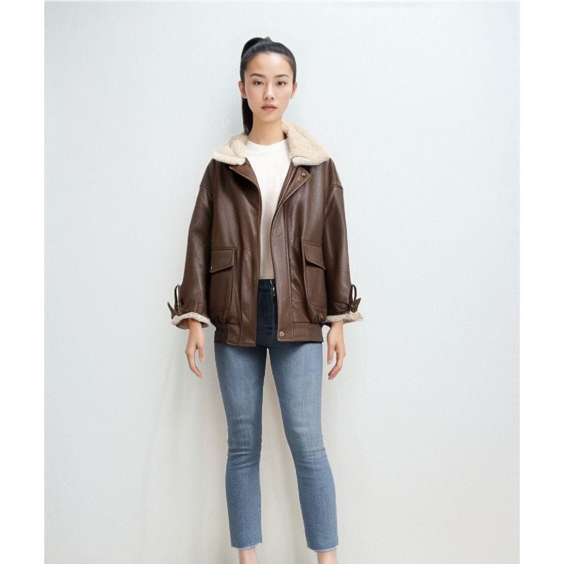 The Carla Faux Leather Oversized Winter Moto Jacket - Multiple Colors