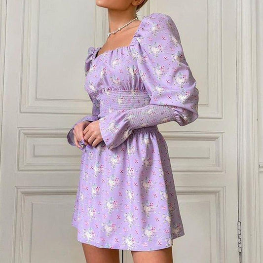 Mona Floral Print Long Sleeve Mini Dress