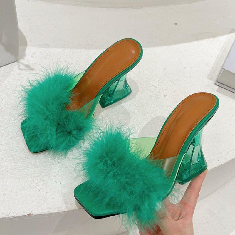 Meadow Feather Square Toe Heels